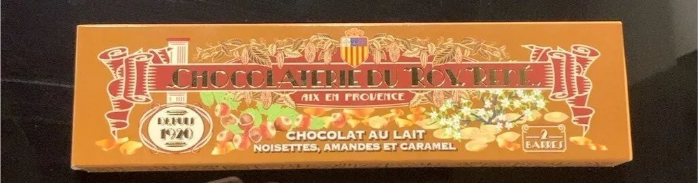 Chocolat au lait noisettes, amandes et caramel