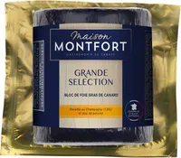 Maison montfort - grande selection bloc de foie gras de canard recette au champagne (1,8%) et duo de poivres s/vide 330g - origine