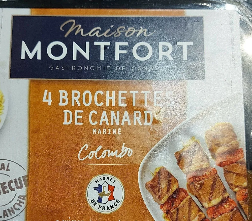 Brochettes de canard mariné Colombo