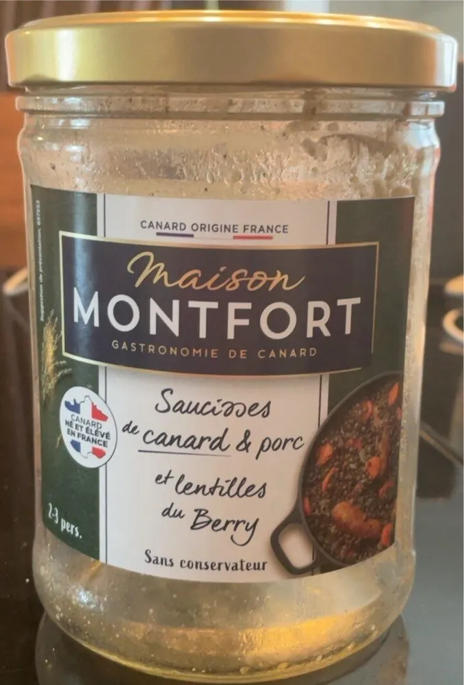 Saucisses de canard et porc et lentilles du Berry