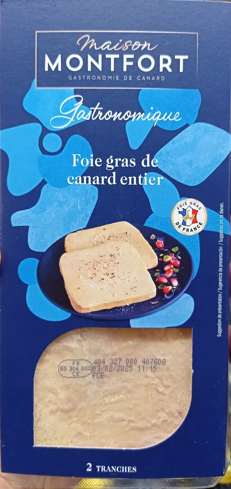 Foie gras de canard entier finement salé et poivré 2 tranches