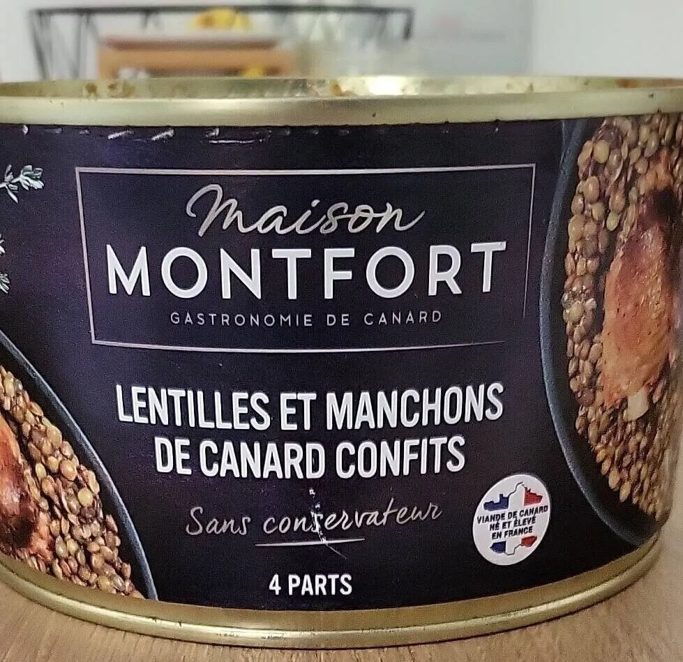 Lentilles et manchons de canard confits