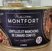 Lentilles et manchons de canard confits