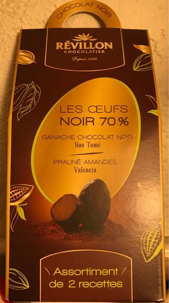 Les oeufs noir 70% ganache chocolat noir