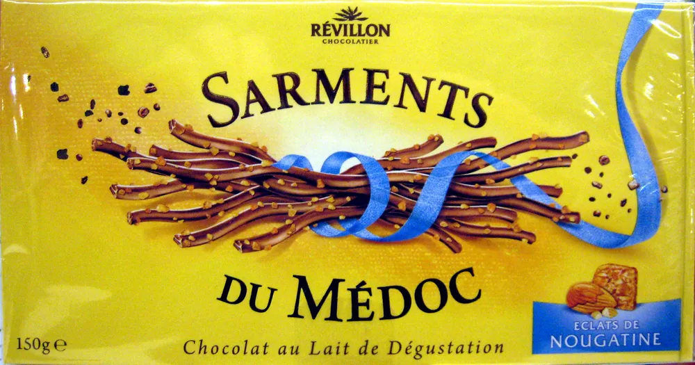 Sarments du Médoc Chocolat au lait de Dégustation éclats de nougatine Révillon