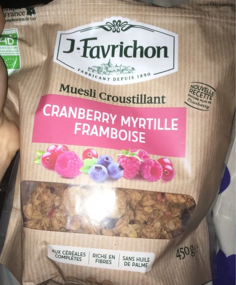 Muesli cranberry myrtille framboise
