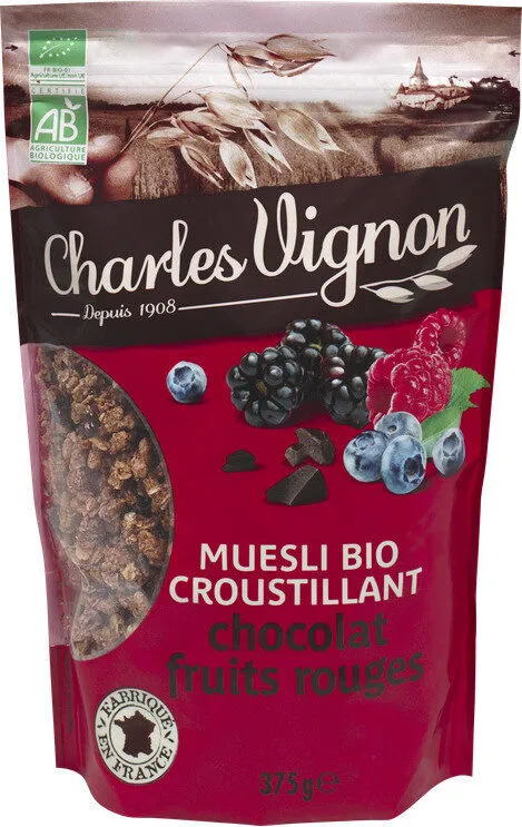 Muesli bio croustillant chocolat fruits rouges