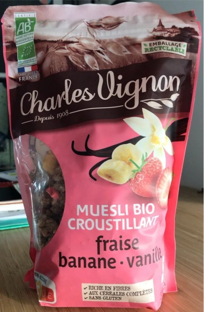 Muesli bio croustillant fraise - banane - vanille