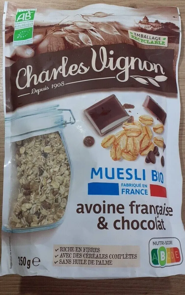 Muesli bio avoine française et chocolat