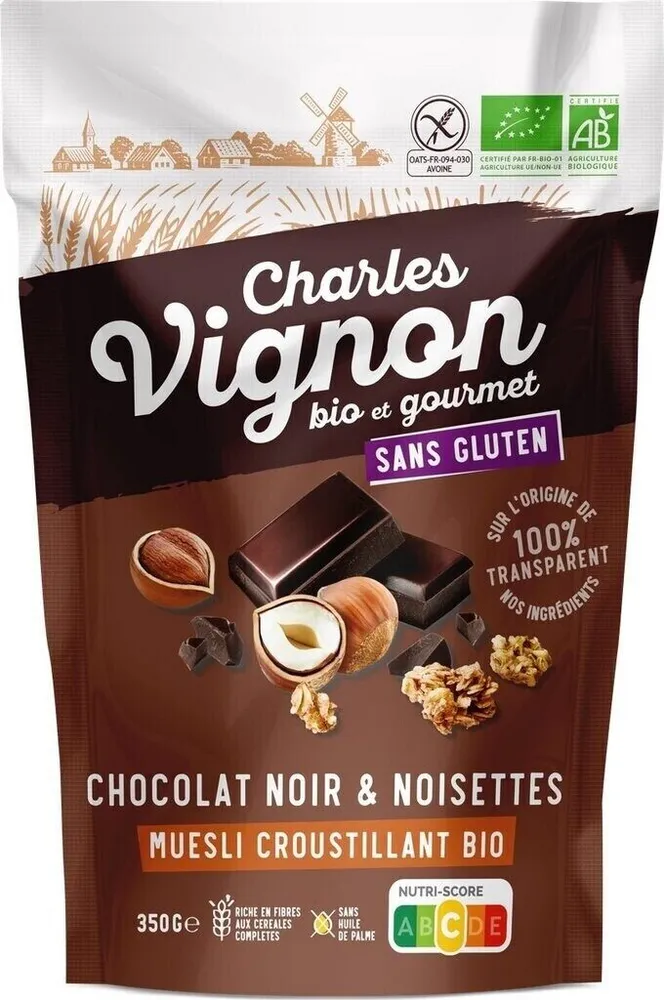 CHOCOLAT NOIR & NOISETTES MUESLI CROUSTILLANT BIO