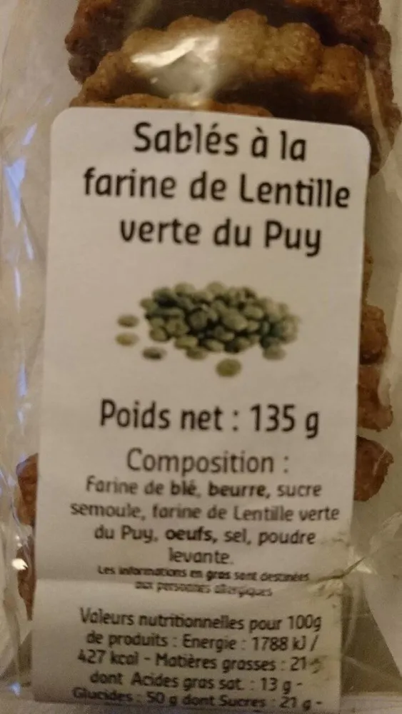 Sablés à la farine de Lentille verte du Puy