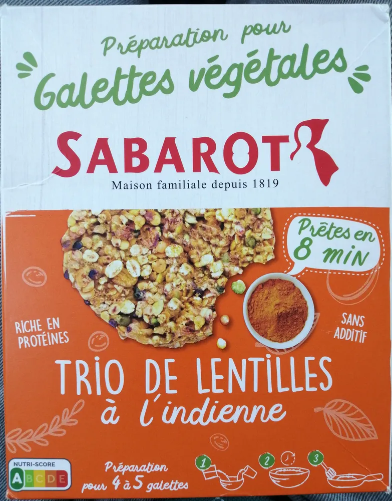 Préparation pour Galettes végétales - trio de lentilles à l’indienne