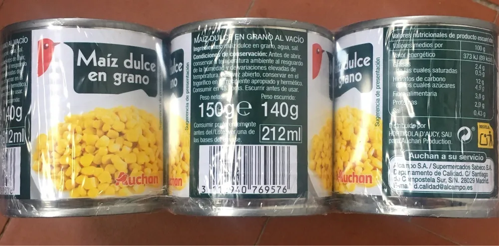 Maiz dulce en grano