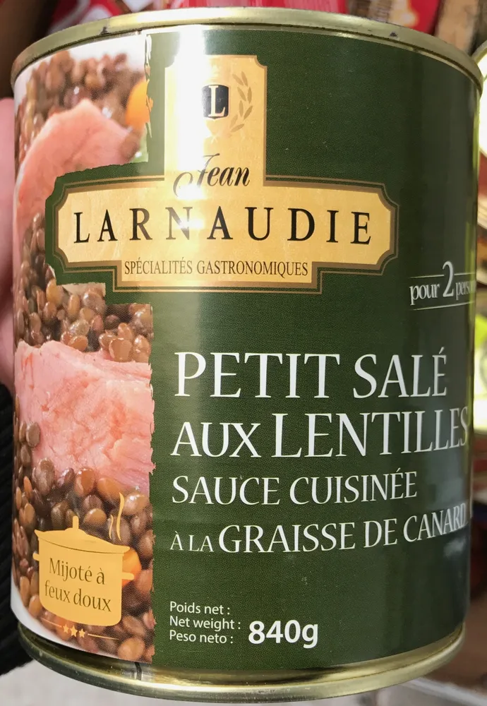 Petit Salé aux Lentilles sauce cuisinée à la graisse de canard