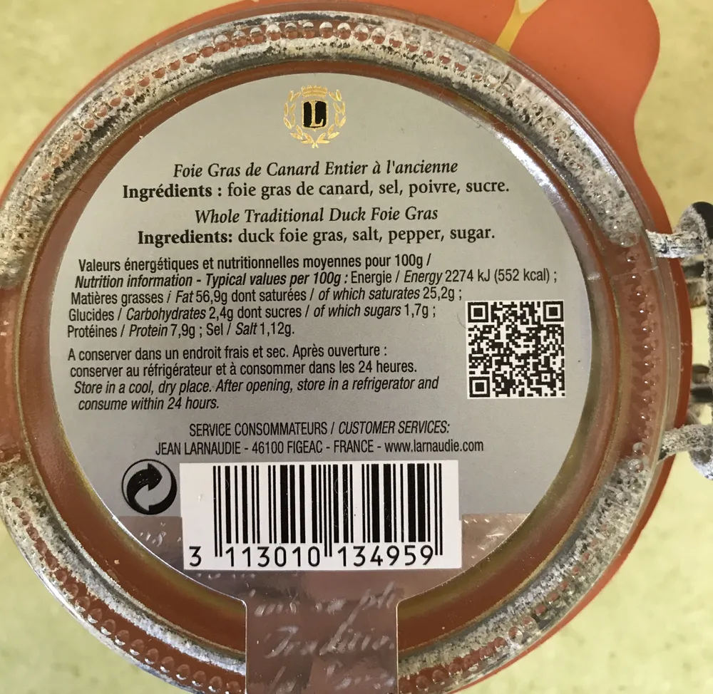 Foie Gras de Canard Entier à l'Ancienne