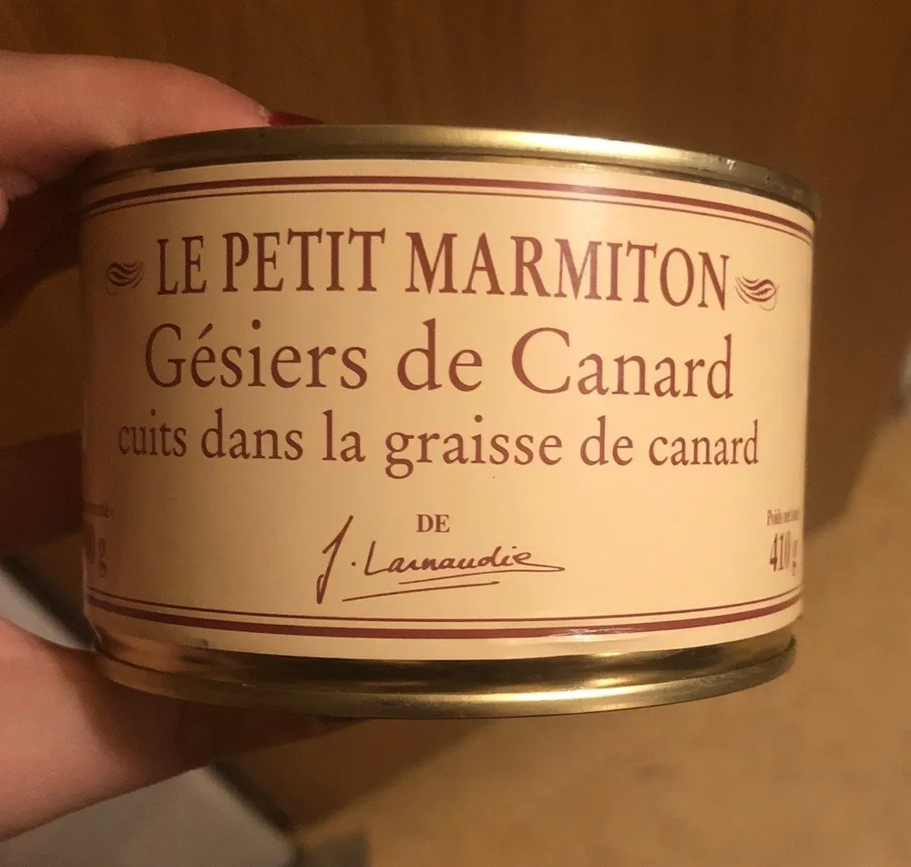 Gésiers de canard cuits dans la graisse de canard