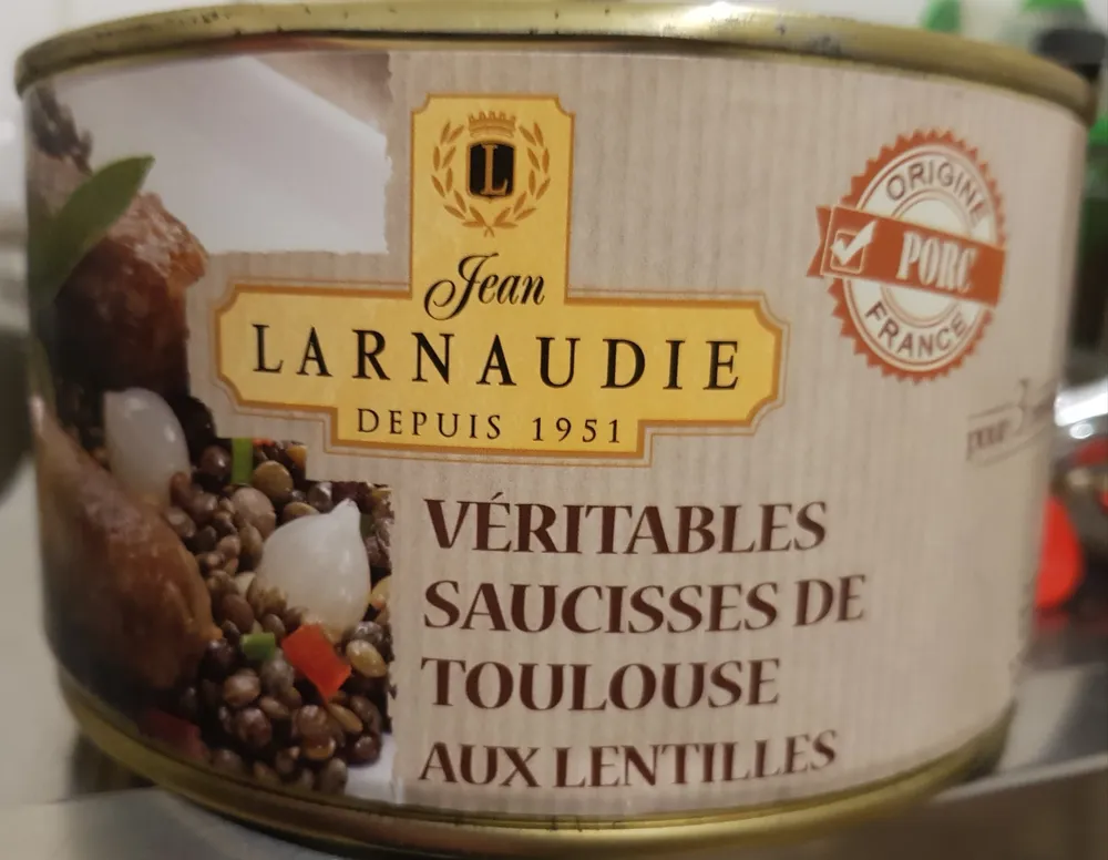Veritables Saucisse de Toulouse au lentilles
