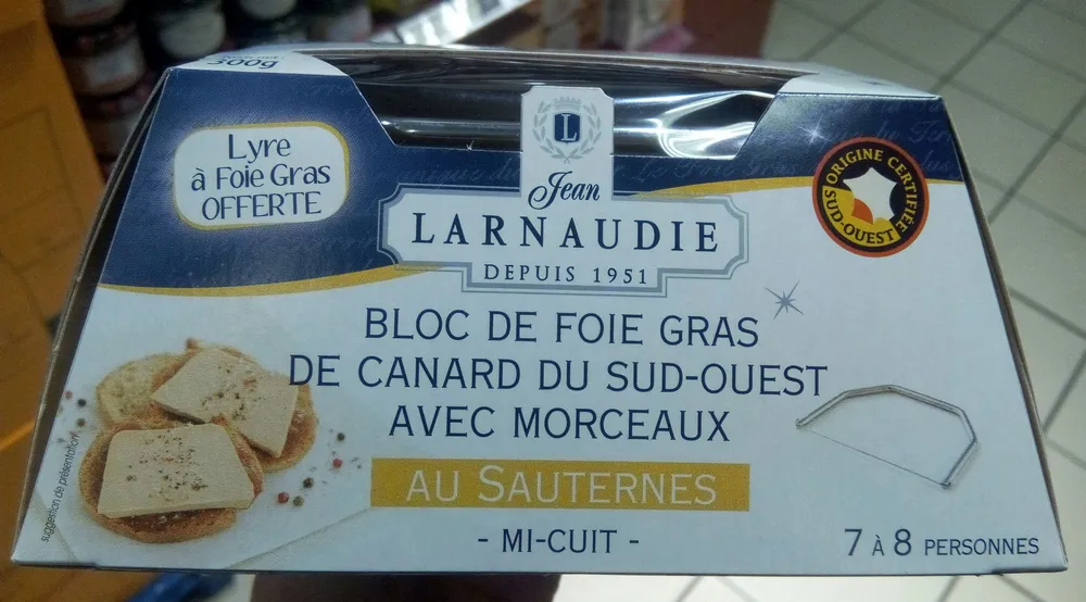 Bloc de fois gras de canard du Sud-Ouest avec morceaux au Sauternes