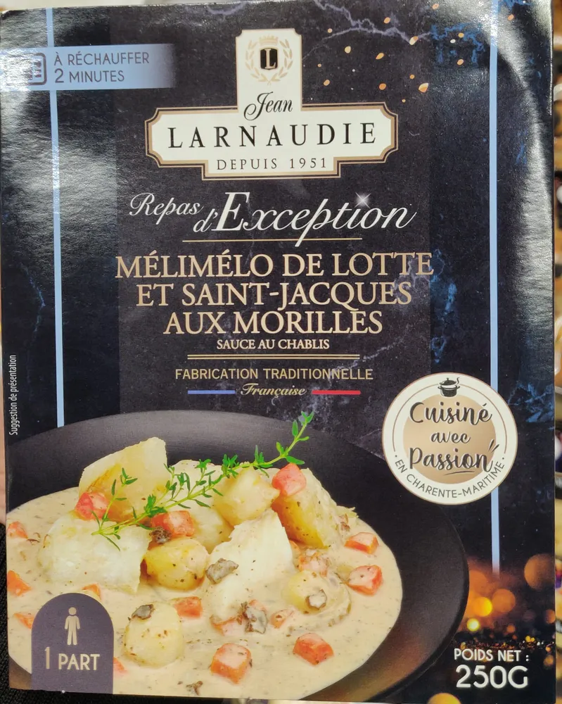 Mélimélo de lotte et Saint-Jacques aux morilles, sauce au chablis