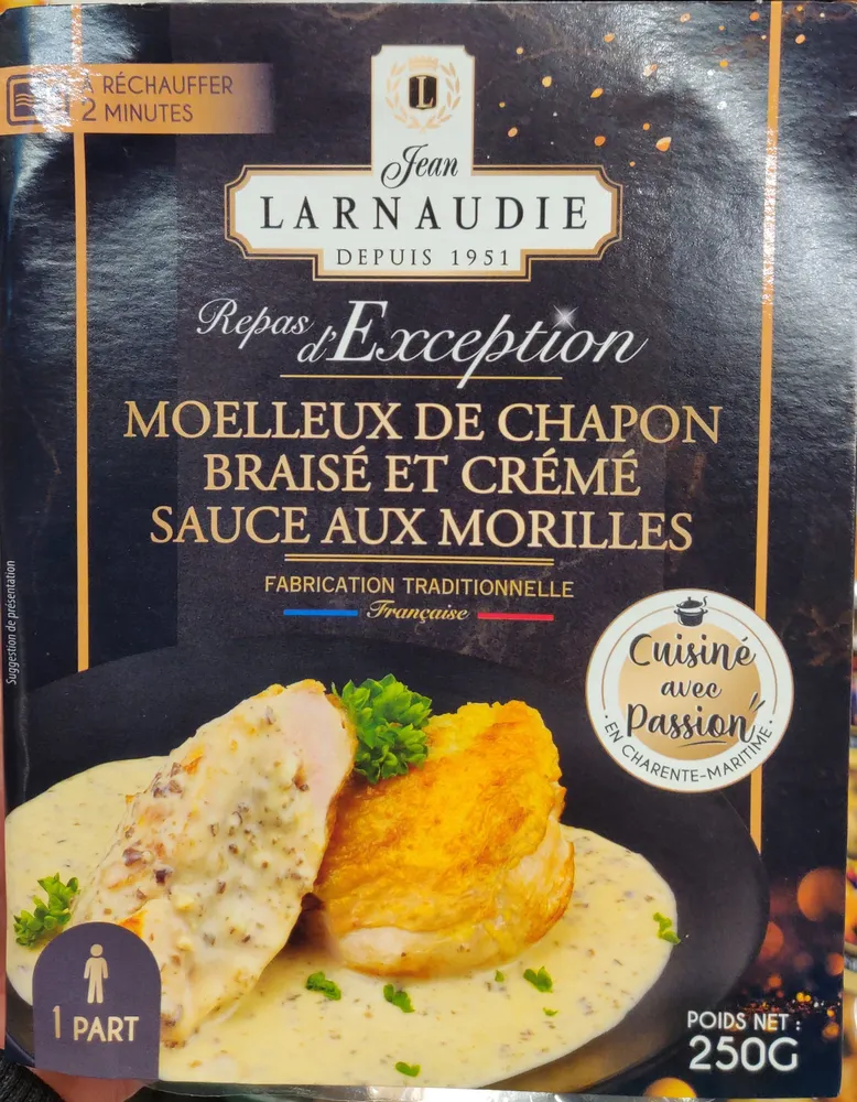 Moelleux de chapon braisé et crémé sauce aux morilles