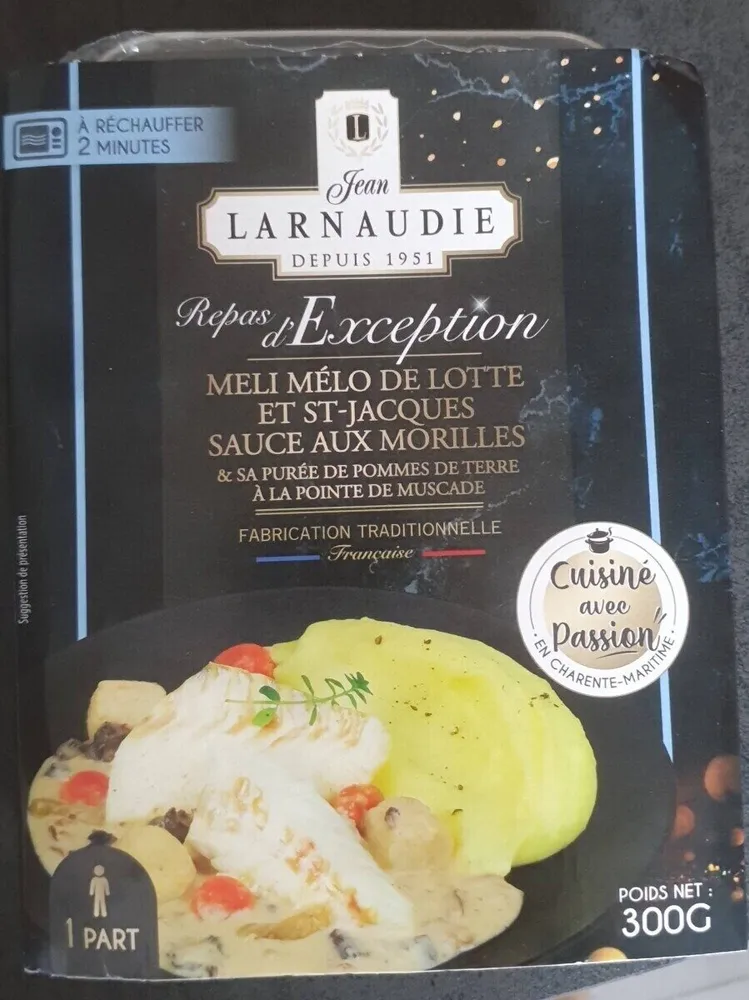 MELI MELO DE LOTTE ET ST-JACQUES SAUCE AUX MORILLES & SA PURÉE DE POMMES DE TERRE À LA POINTE DE MUSCADE