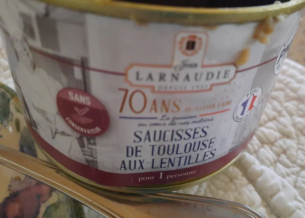 Saucisses de Toulouse aux lentilles