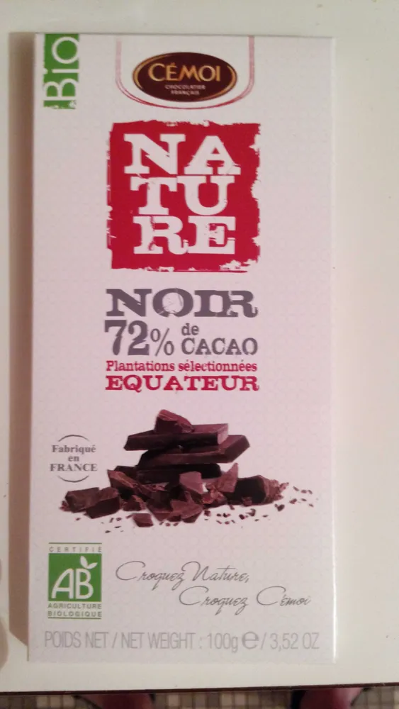 Nature - Chocolat noir 72% bio équateur