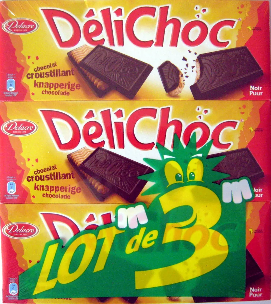 DéliChoc chocolat croustillant noir (lot de 3)