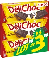 Delichoc tablette chocolat noir lot 3x150g (450g)