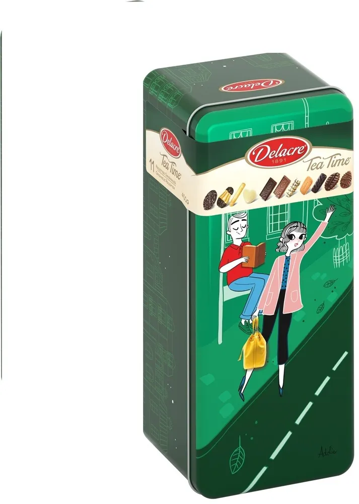Delacre tea time assortiment biscuits 400g (1kg) boite metal adolie day bts