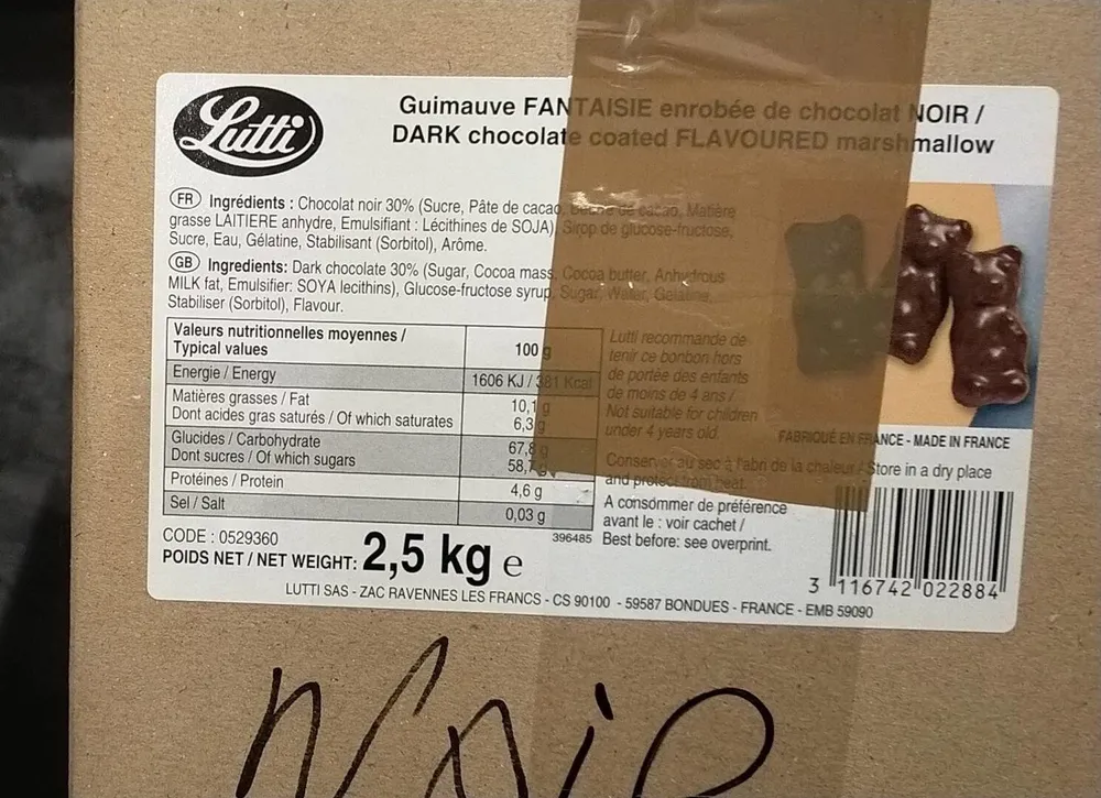 Guimauve fantaisie enrobée de chocolat noir