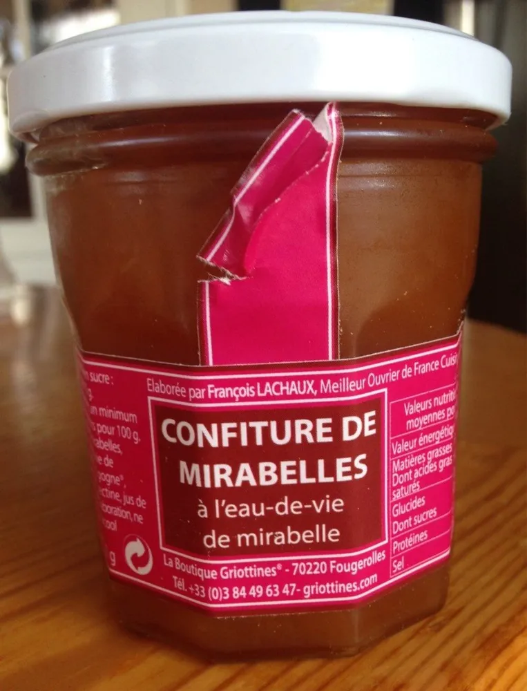 Confiture de mirabelles a l'eau de vie de mirabelle