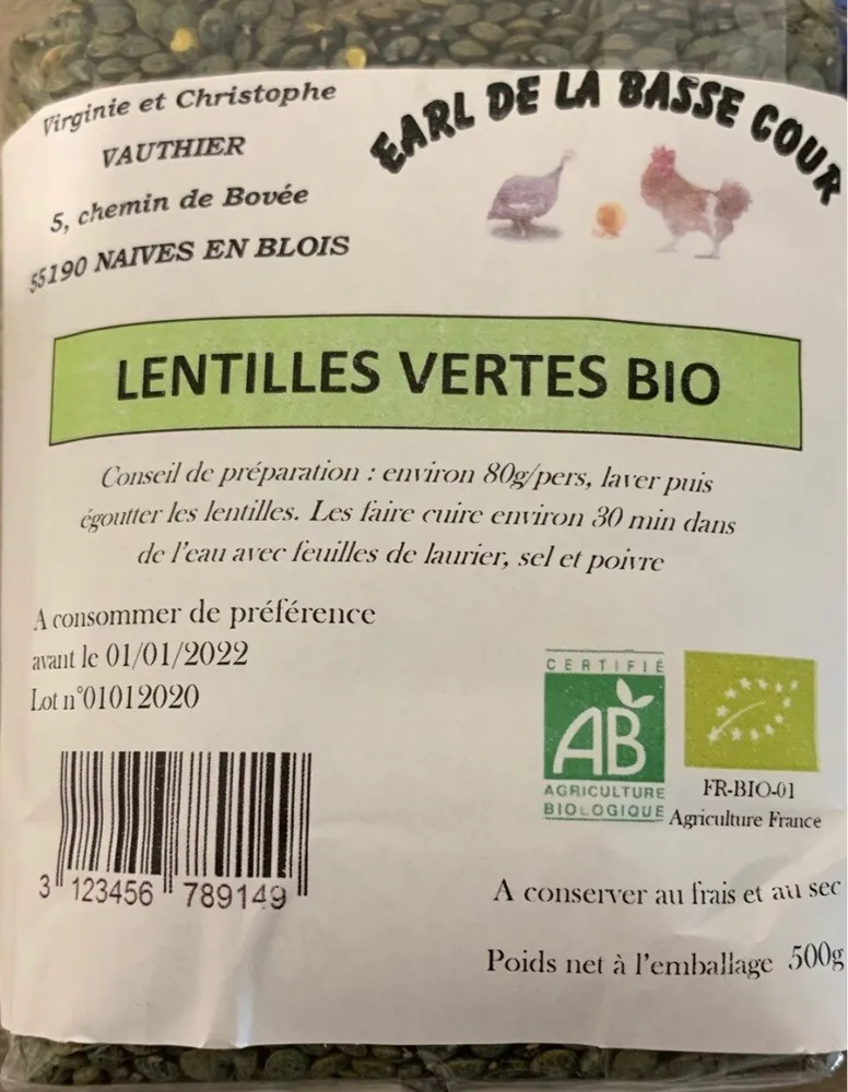 Lentilles vertes bio