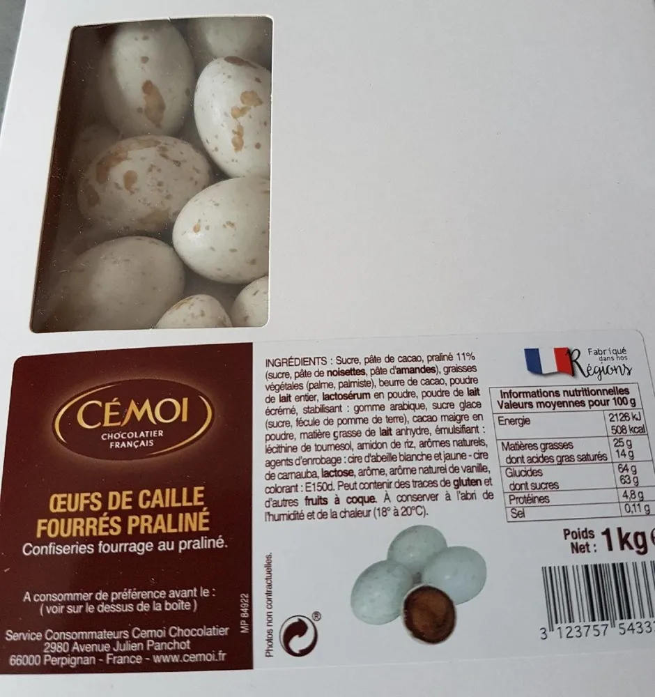 OEUFS DE CAILLE FOURRÉS PRALINE
