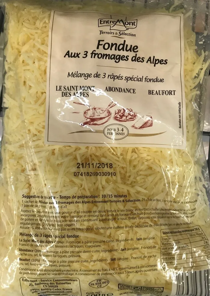 Fondue aux trois fromages des alpes