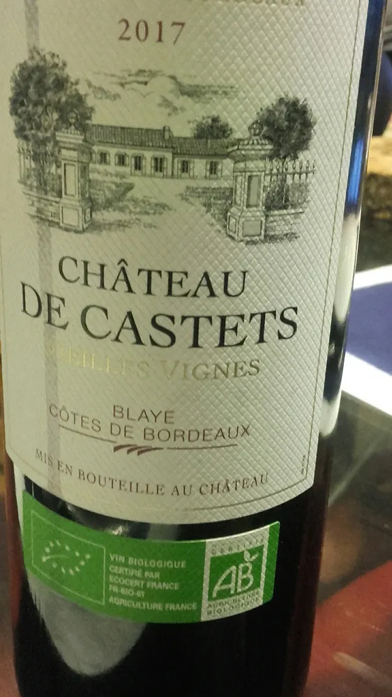 vin château de Castets 2017 bio