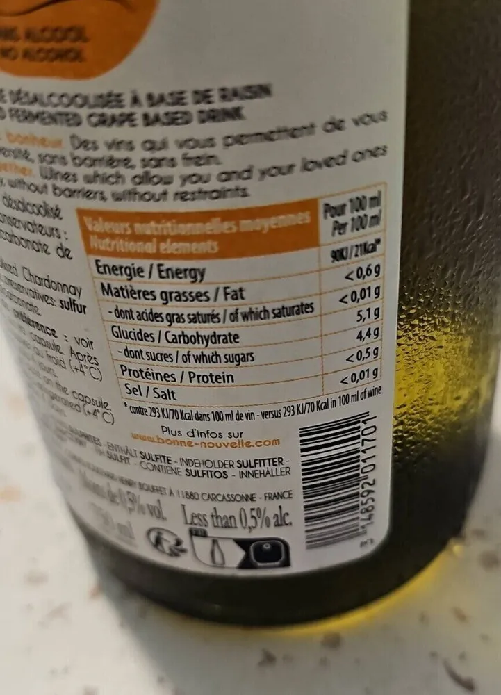 Chardonnay sans alcool