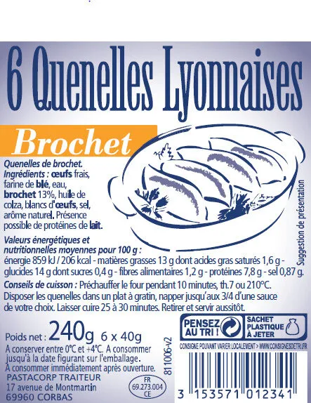 6 quenelles lyonnaises brochet