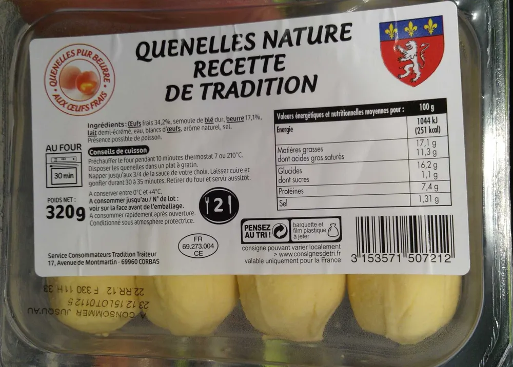 Quenelles nature recette de tradition