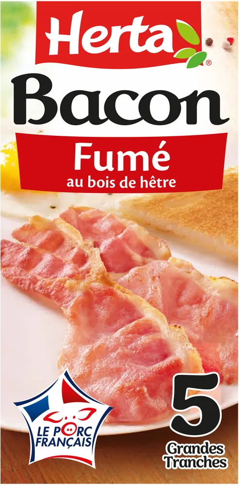 HERTA bacon grandes tranches x5 - 100g