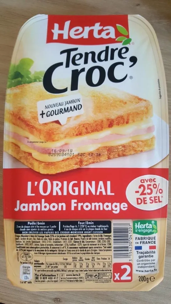 Tendre croque classic teneur en sel reduit x2