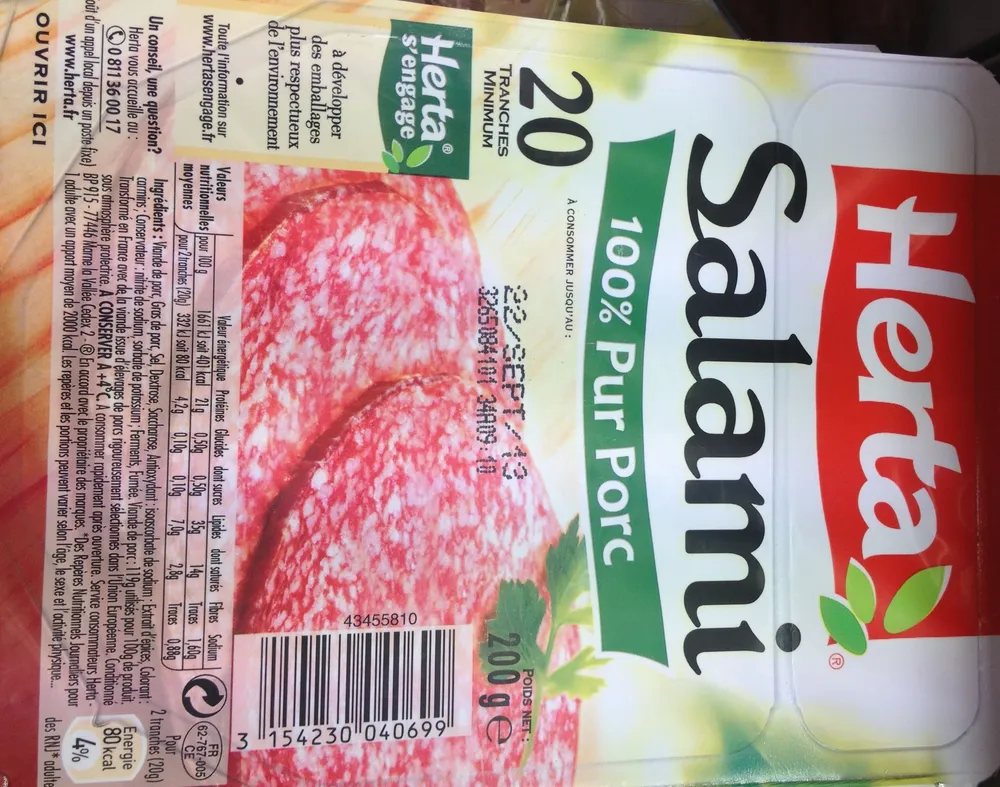 Salami, 100 % Pur Porc (20 Tranches minimum)