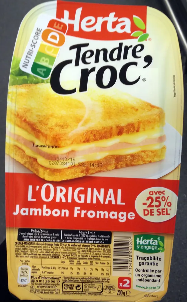 Tendre Croc' L'Original Jambon Fromage -25% de Sel