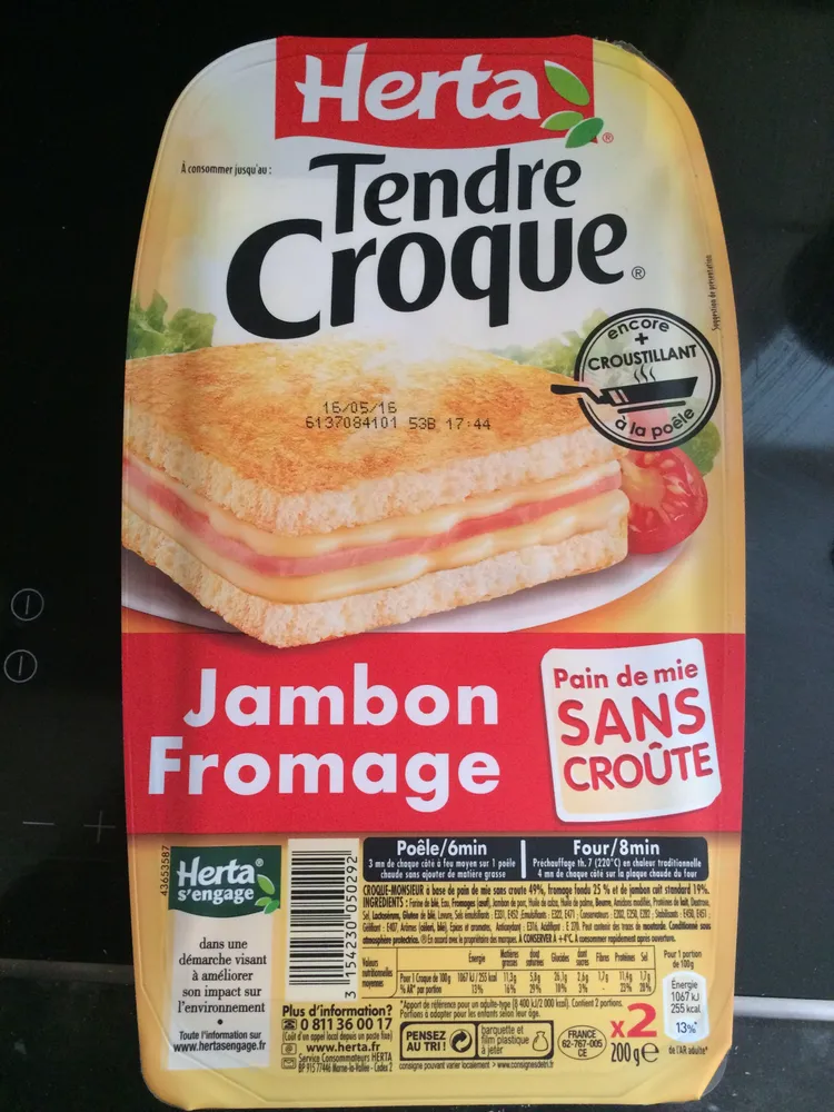 Tendre croque jambon fromage pain de mie sans croûte