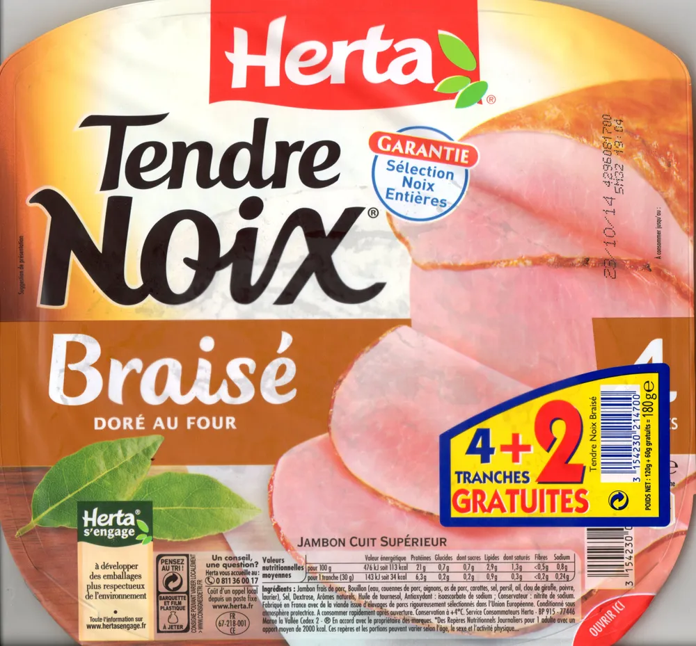 Tendre Noix, Braisé Doré au Four (4 Tranches + 2 Gratuites)