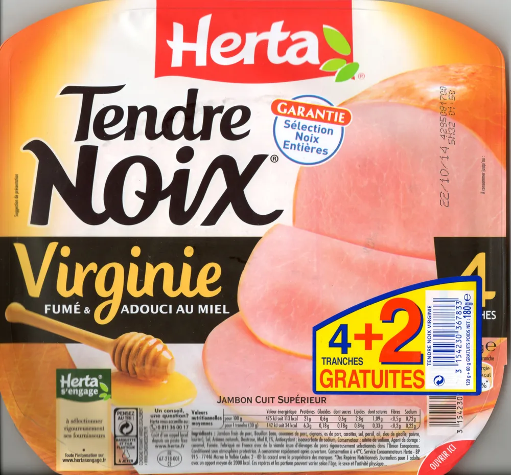 Tendre Noix, Virginie Fumé & Adouci au miel (4 Tranches + 2 Gratuites)