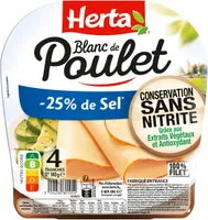 HERTA Blanc Poulet sel réduit sans nitrite x4 140g