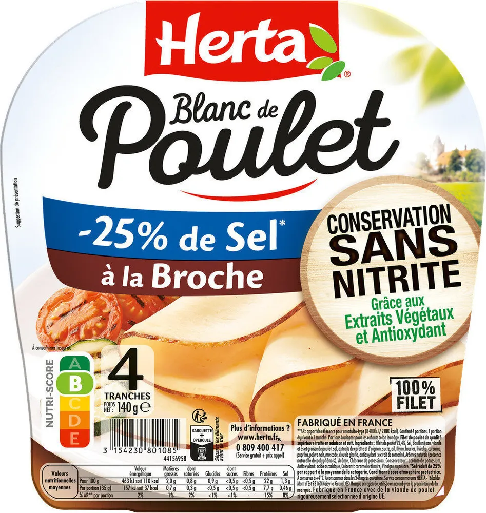 Blanc de poulet -25% de sel sans nitrite