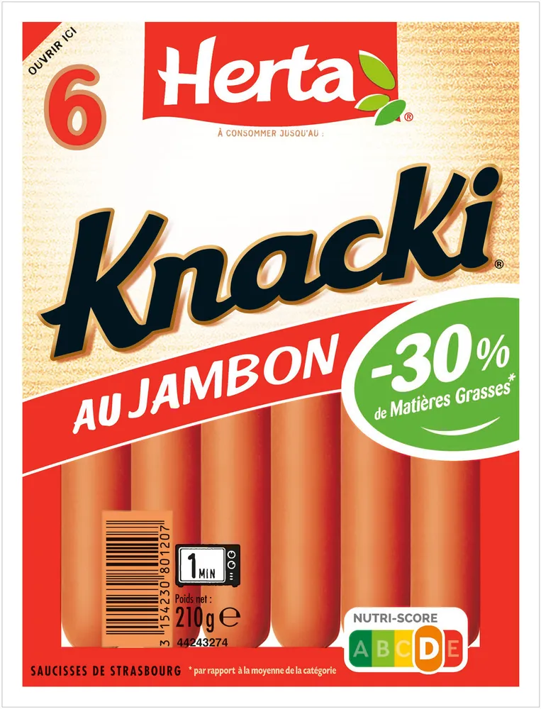 HERTA KNACKI Saucisses au Jambon x6 - 210g