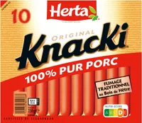 HERTA KNACKI Saucisses 100% pur porc x10 - 350g